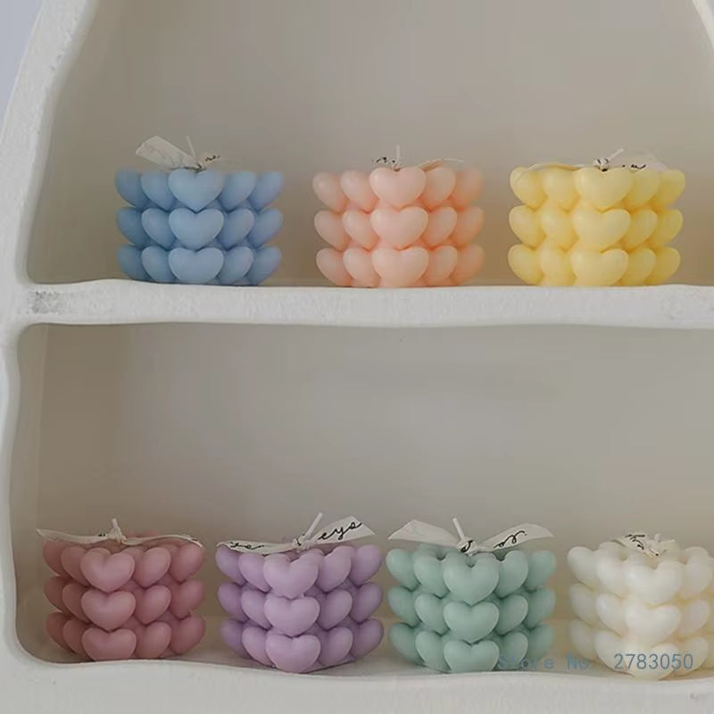 Artisan Soy Wax Candles: Unique Heart, Cube & Bubble Designs for Home & Gifts