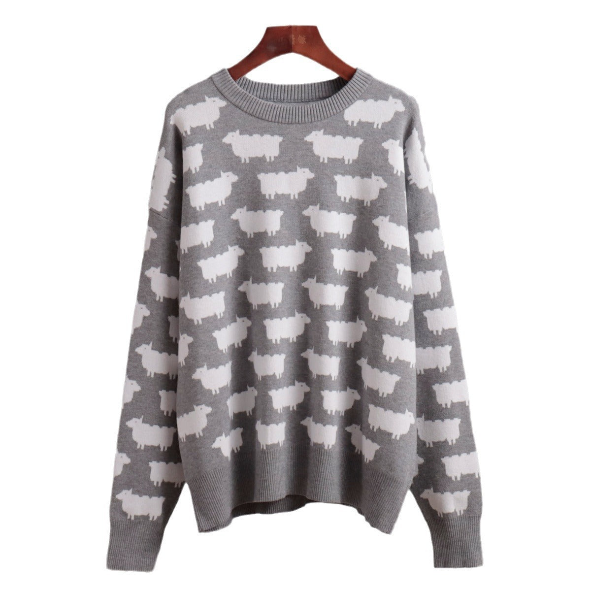 Damen Rundhals Pullover – Lockerer Sweater mit Alpaka-Print NOOR08