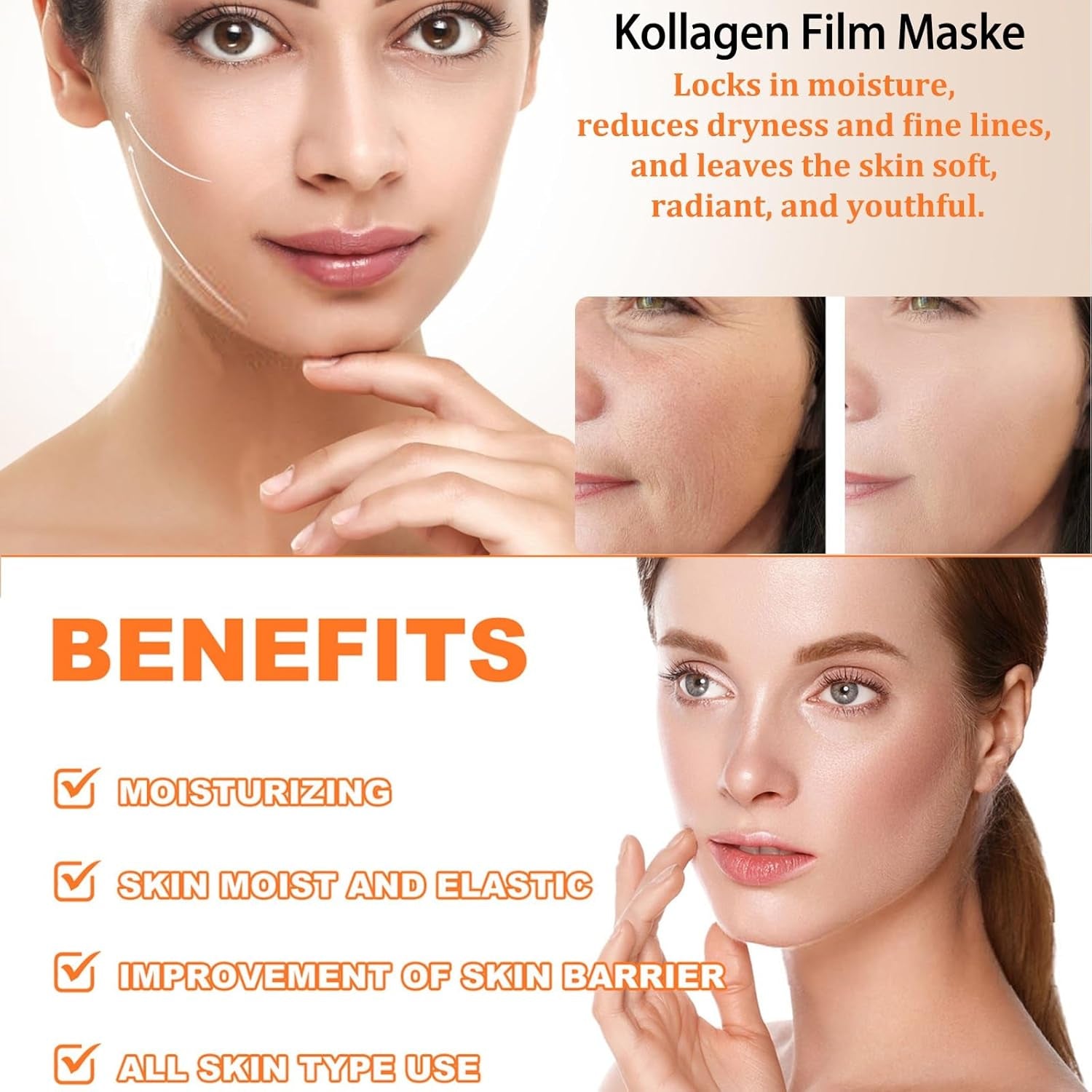 Collagen Film Maske Auflösend, Kollagen Film Straffende Mask Löslich, Hydrolysiertes Collagen Pflaster Aus Korea, Kollagensfilme Patches, Koreanische Gesichtsmaske Löslicher Kollagenfilm(3 BOX = 9 PAI