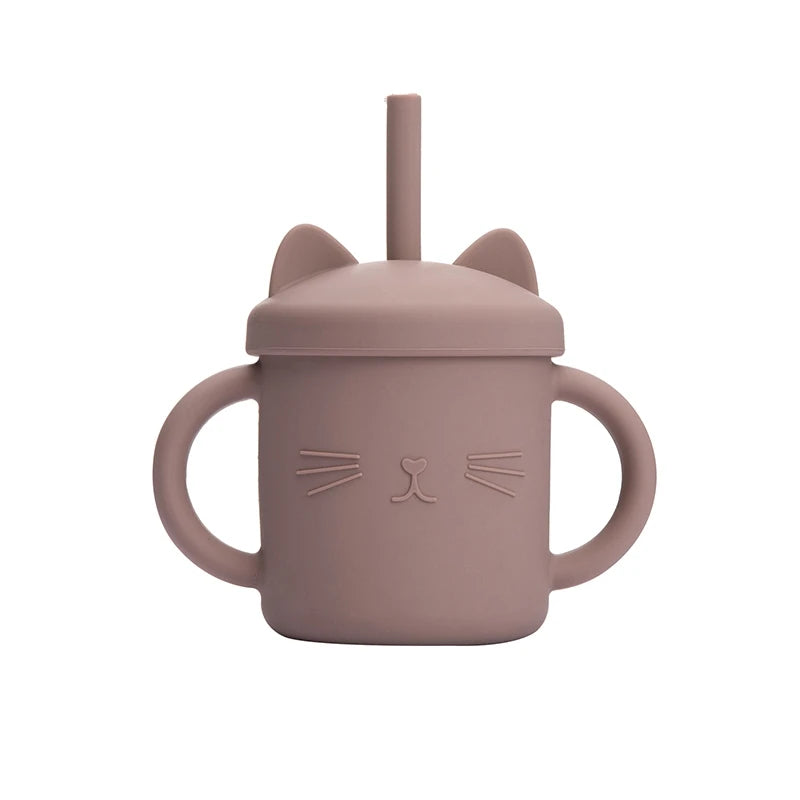 200ML Baby Feeding Drinkware Straw Cup Baby Learning Feeding Bottles Anti-Hot Leakproof Silicone Tableware Toddler Water Bottle