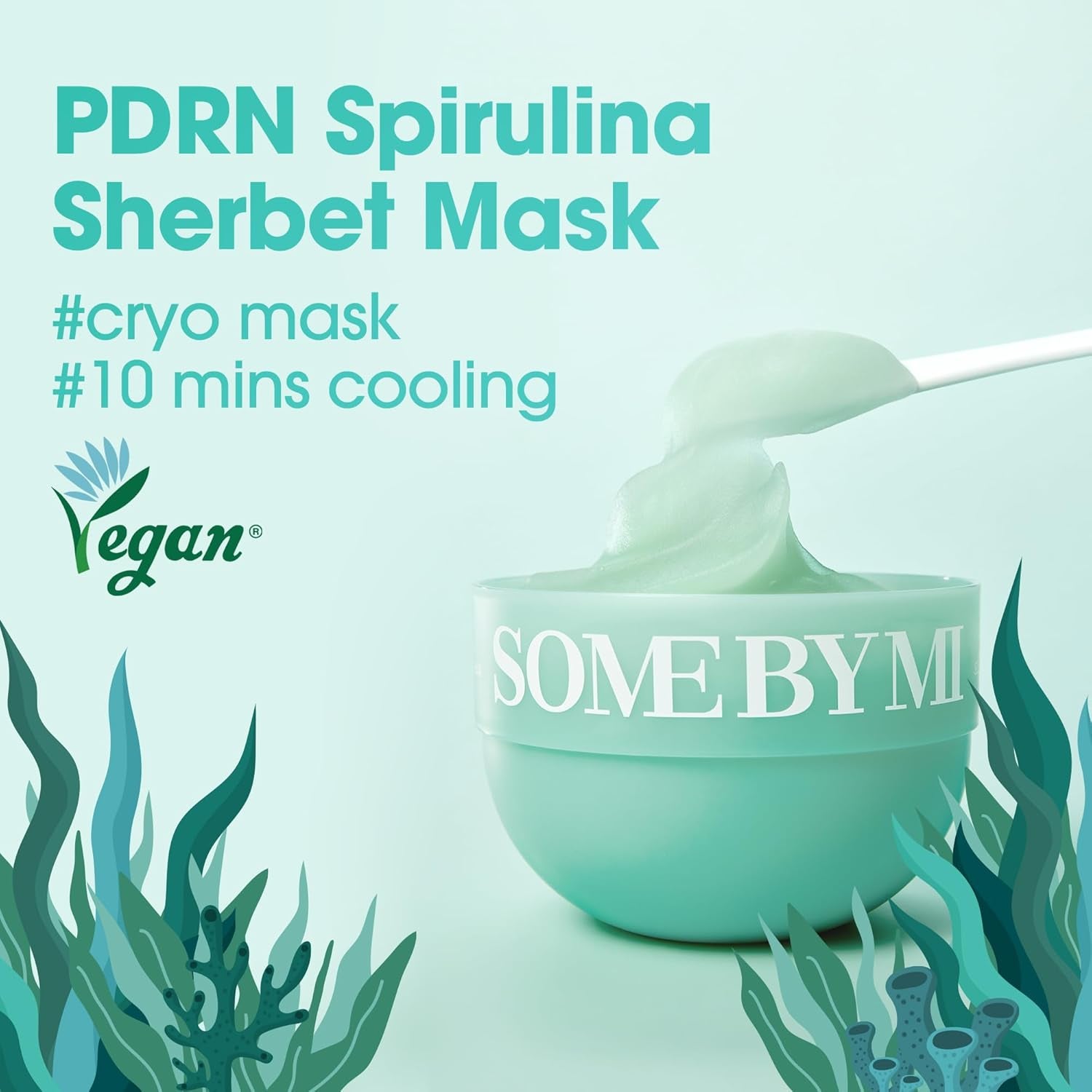 SOME by MI PDRN Spirulina Beruhigende Sherbet-Maske – 10 Sticks – Koreanische Vegane Abwaschbare Gesichtsmaske, Die in 10 Minuten Um 10,9 °C Kühlt – Revitalisiert Die Haut Mit Spirulina, Seetang & PHA