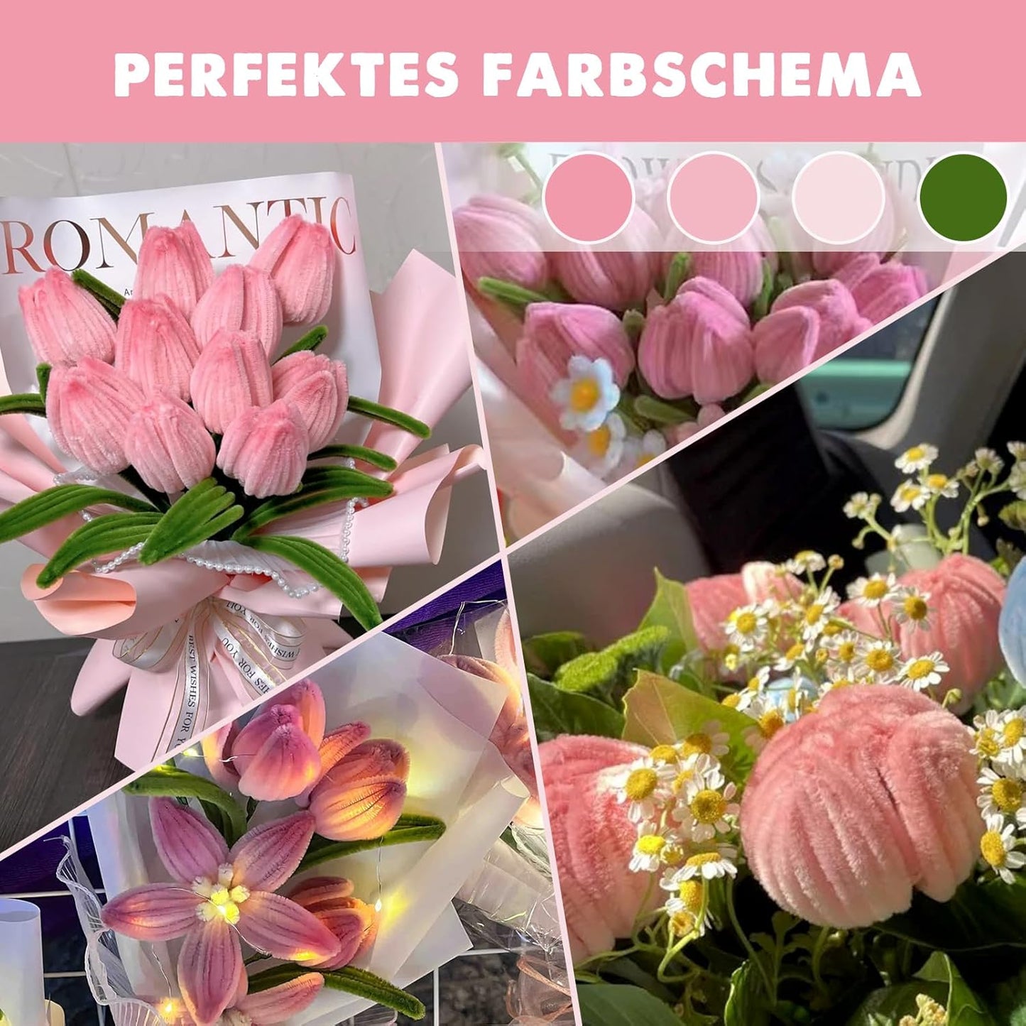 Homwiz Pfeifenreiniger Blumen Set, 400 Stück NOOR08