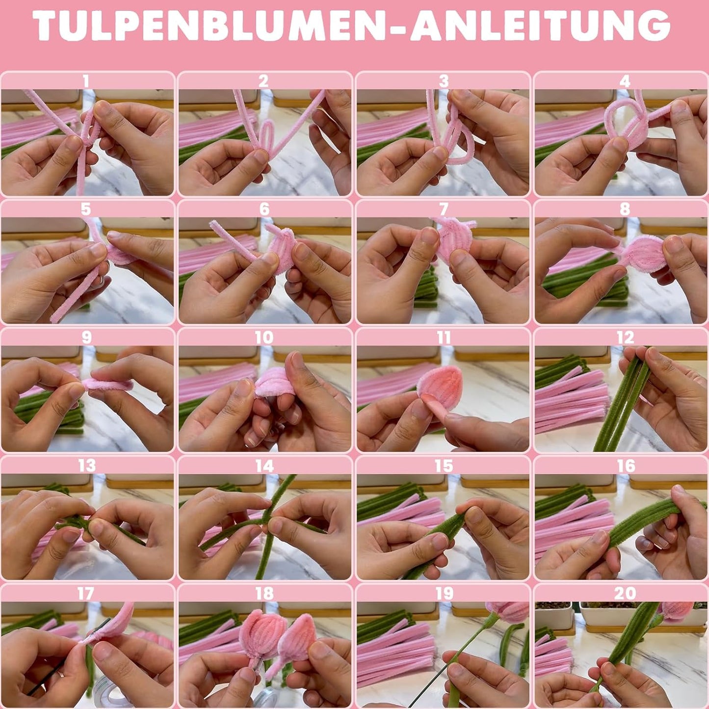 Homwiz Pfeifenreiniger Blumen Set, 400 Stück NOOR08