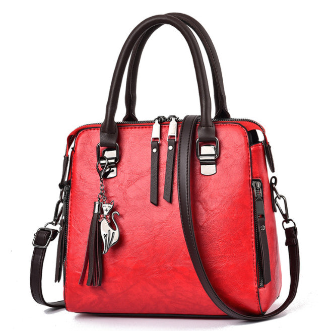 Vintage Damen Handtasche – PU Leder Tote mit Quaste & großer Kapazität NOOR08