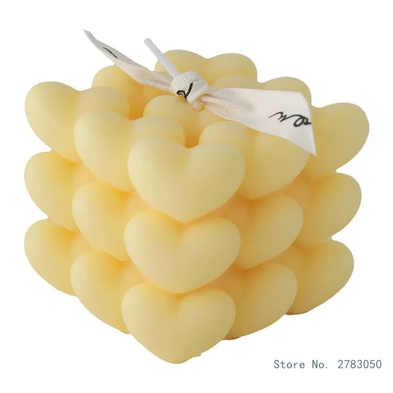 Artisan Soy Wax Candles: Unique Heart, Cube & Bubble Designs for Home & Gifts