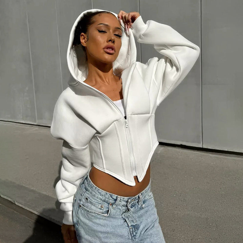 Y2K Hoodie Cardigan – Street Fashion Reißverschluss Jacke Damen NOOR08