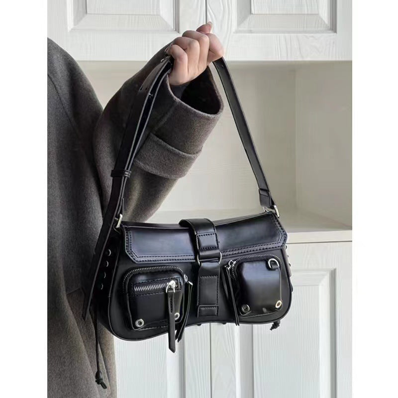 Damen Schultertasche klein – Motorrad Stil Crossbody Bag Vintage NOOR08