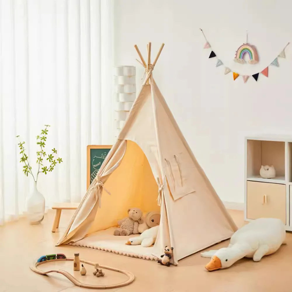 Kids' Canvas Tipi Play House: Portable Wigwam Tent for Indoor & Outdoor Adventures