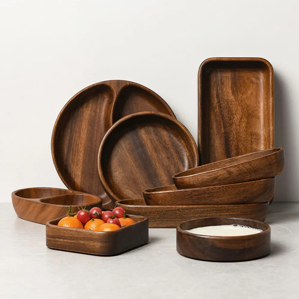 Stylish Wooden Square Plate: Ideal for Desserts, Salads & Appetizers