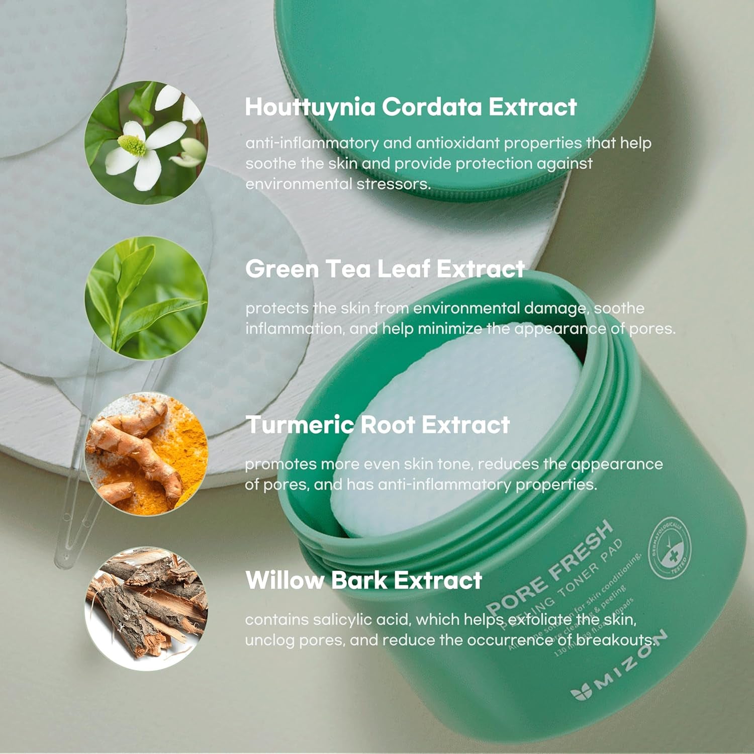 [MIZON PORE FRESH PEELING TONER PAD (X60) Koreanische Hautpflege - Sanfte Peeling-Tampons Mit AHA, BHA & PHA - Tiefenreinigung Und Sebumkontrolle Für Empfindliche Haut