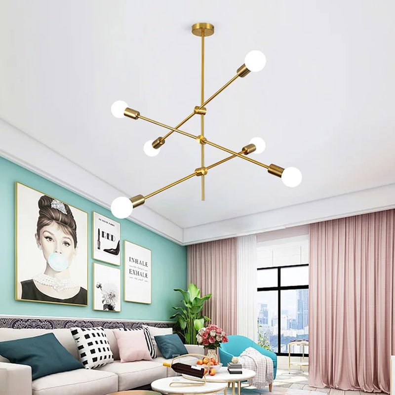 Vintage Rotatable Ceiling Light - Classic Plated Loft Style Living Room Lamp