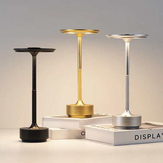 Retro Design LED Desk Lamp - Touch Control USB Rechargeable Night Light