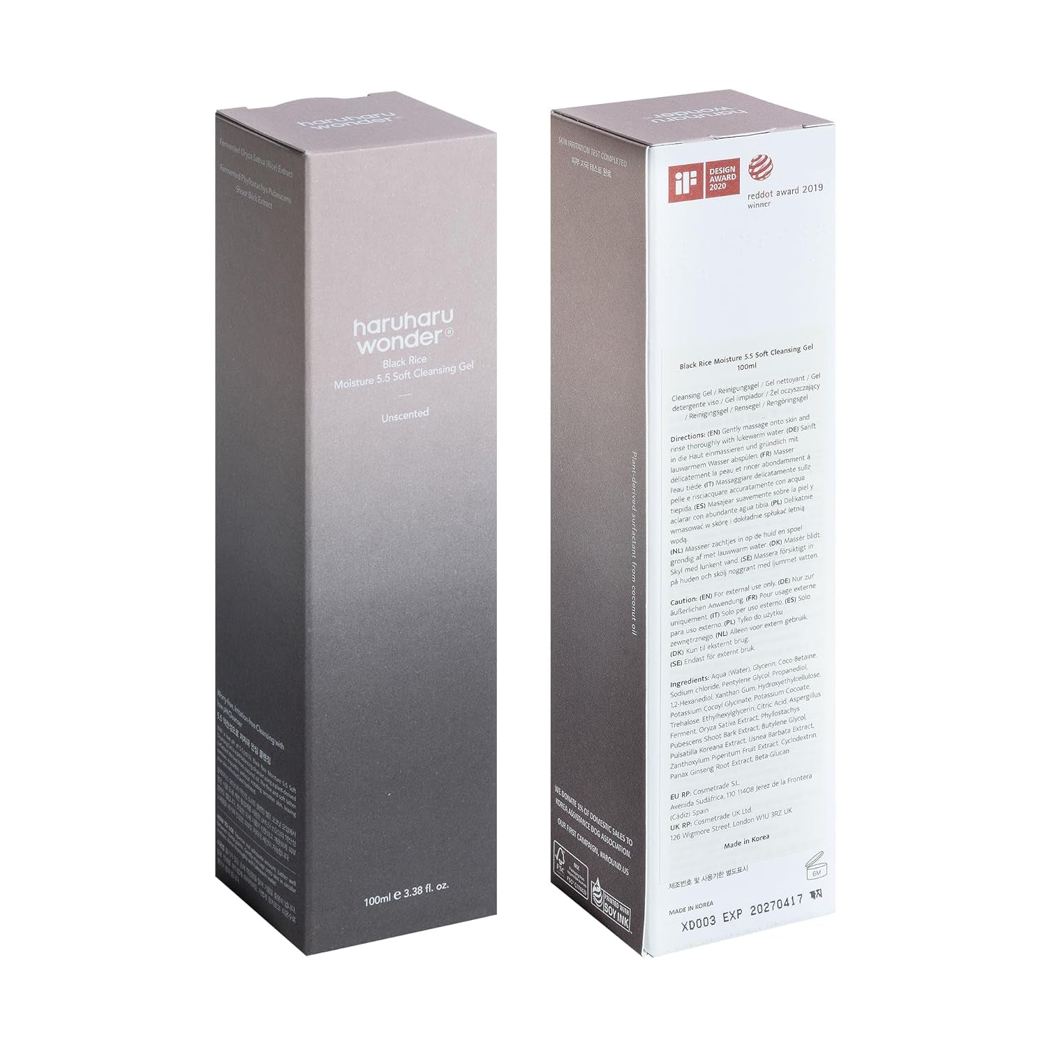 Wonder Black Reis Feuchtigkeit 5.5 Sanftes Reinigungsgel100 Ml Fermentierter Schwarzer Reis-Gesichtswaschschaumreiniger