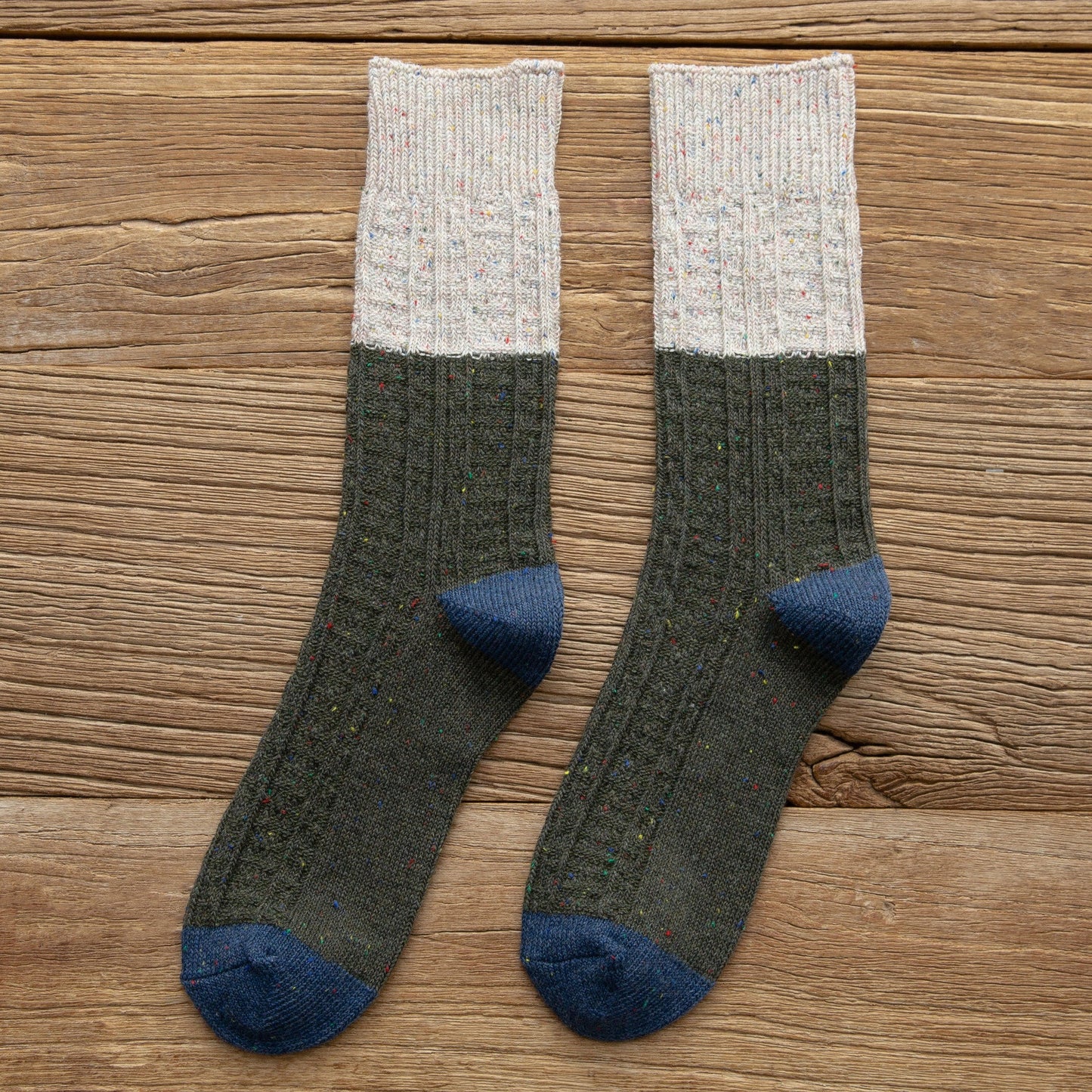 Retro Mori Style Wollsocken – Dicke Farbmix Tube Socken NOOR08