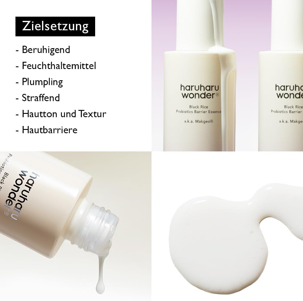 Haruharu Wonder Black Rice Probiotics Barrier Essence 120Ml, Essence Toner Zur Stärkung Der Hautbarriere Mit Ceramiden, Fermentierten Inhaltsstoffen, Beruhigend, Feuchtigkeitsspendend, Aufpolsternd