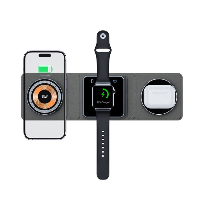 3-in-1 Kabelloses Falt-Ladegerät | Transparentes Ladedock für iPhone, Watch & AirPods NOOR08