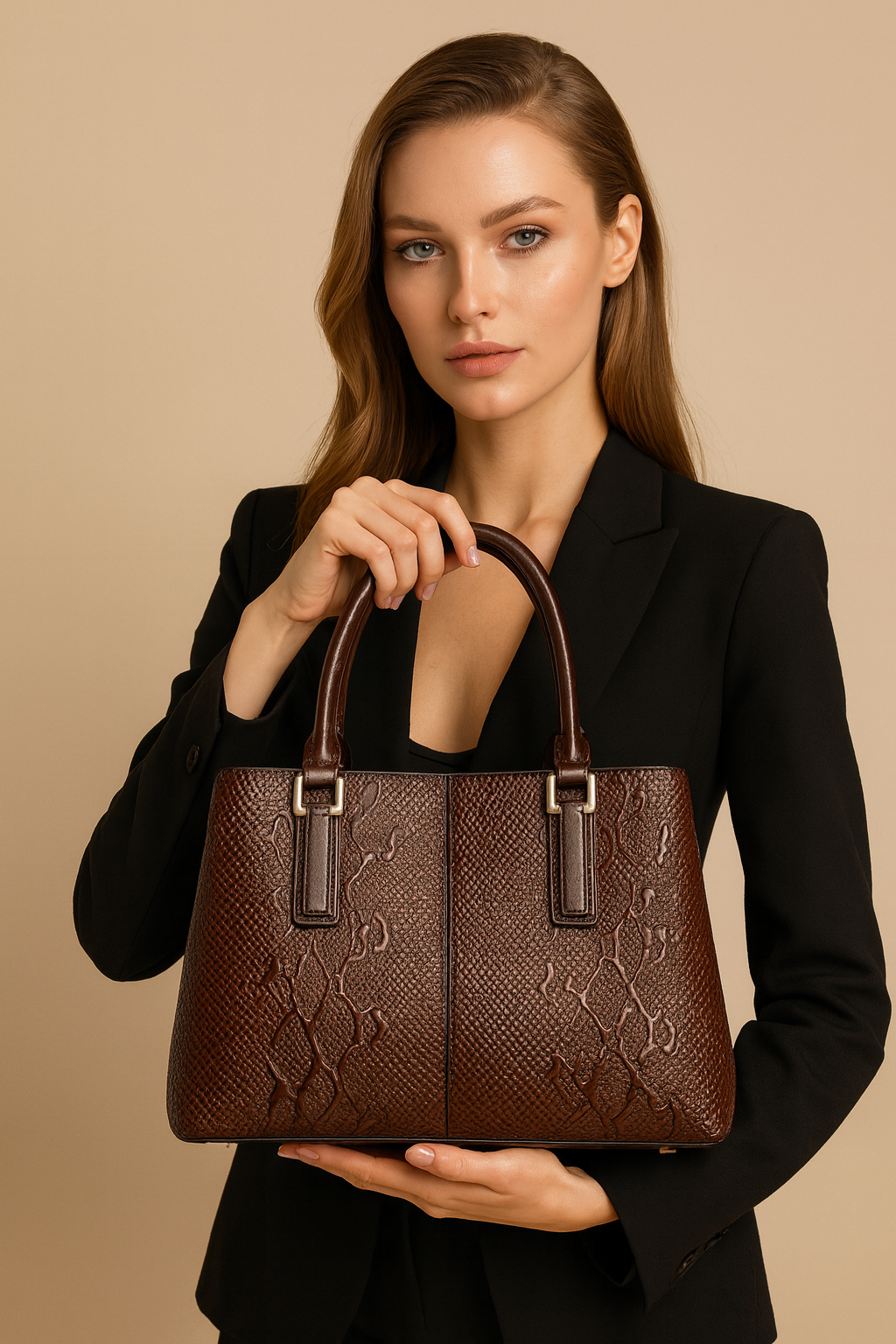 Elegante Damenhandtasche aus hochwertigem PU-Leder, vielseitig als Schultertasche oder Tote Bag nutzbar. Perfekt für Arbeit, Shopping & Alltag.
