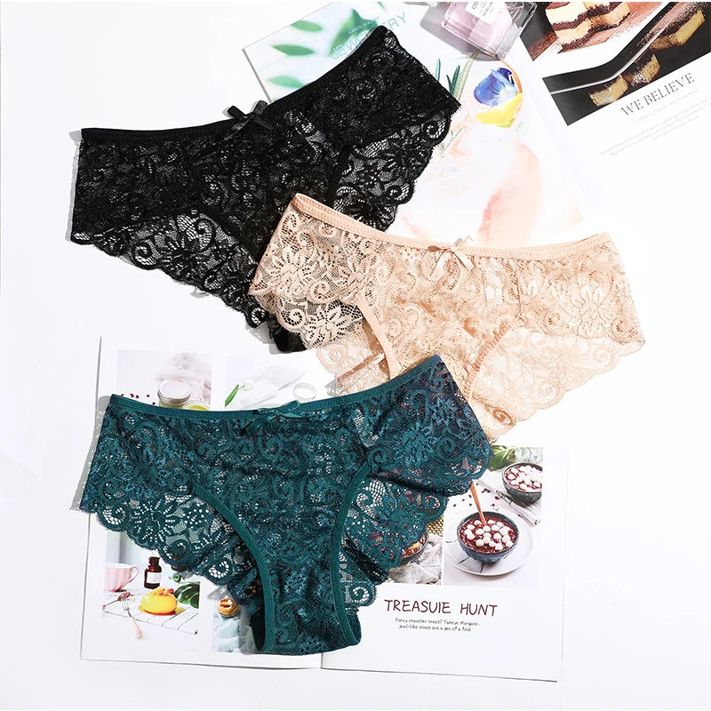 3er-Pack Damen-Panties, Spitze, Transparent, Sexy Lingerie NOOR08