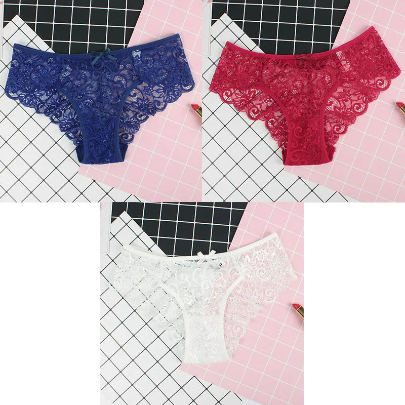 3er-Pack Damen-Panties, Spitze, Transparent, Sexy Lingerie NOOR08