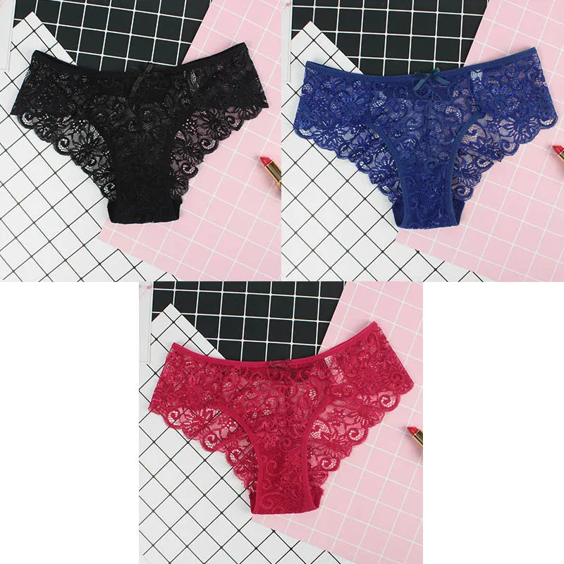 3er-Pack Damen-Panties, Spitze, Transparent, Sexy Lingerie NOOR08