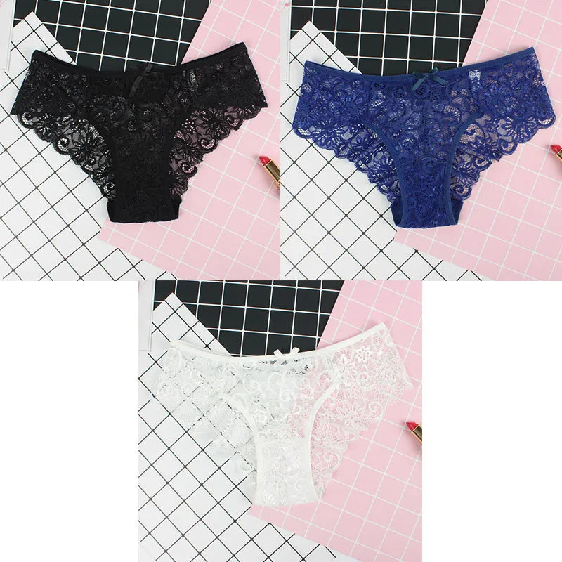3er-Pack Damen-Panties, Spitze, Transparent, Sexy Lingerie NOOR08