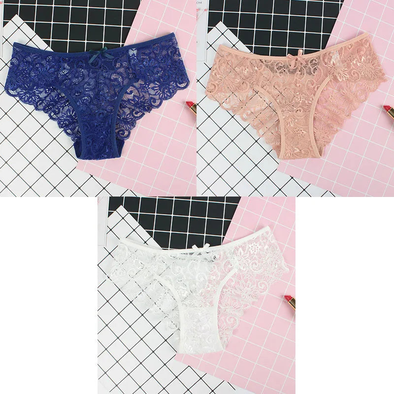 3er-Pack Damen-Panties, Spitze, Transparent, Sexy Lingerie NOOR08