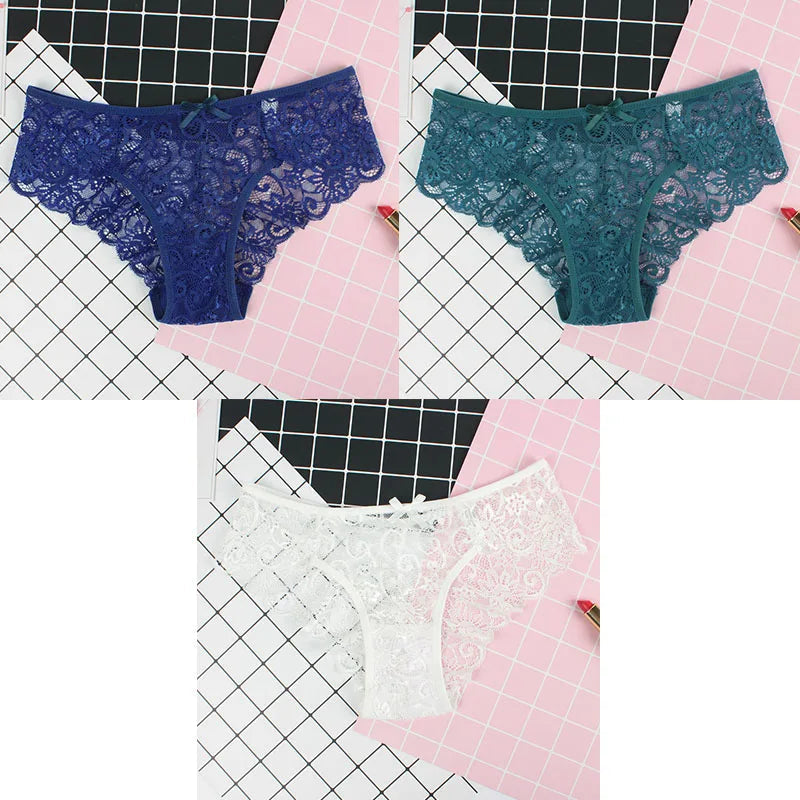 3er-Pack Damen-Panties, Spitze, Transparent, Sexy Lingerie NOOR08