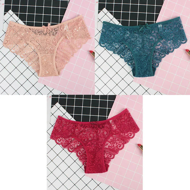 3er-Pack Damen-Panties, Spitze, Transparent, Sexy Lingerie NOOR08