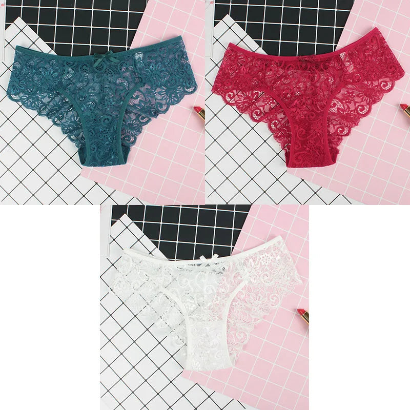 3er-Pack Damen-Panties, Spitze, Transparent, Sexy Lingerie NOOR08
