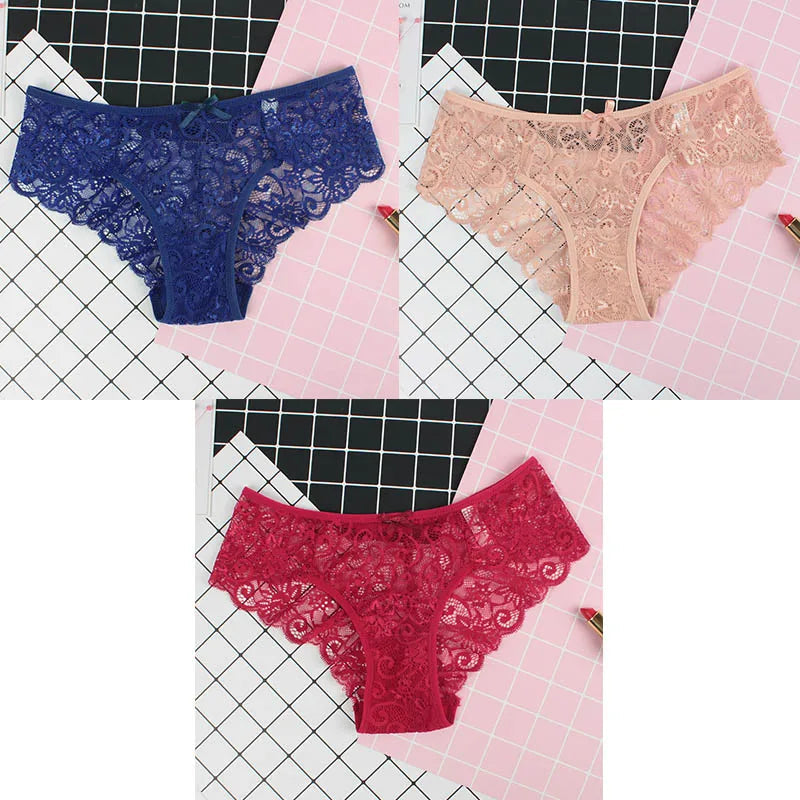 3er-Pack Damen-Panties, Spitze, Transparent, Sexy Lingerie NOOR08