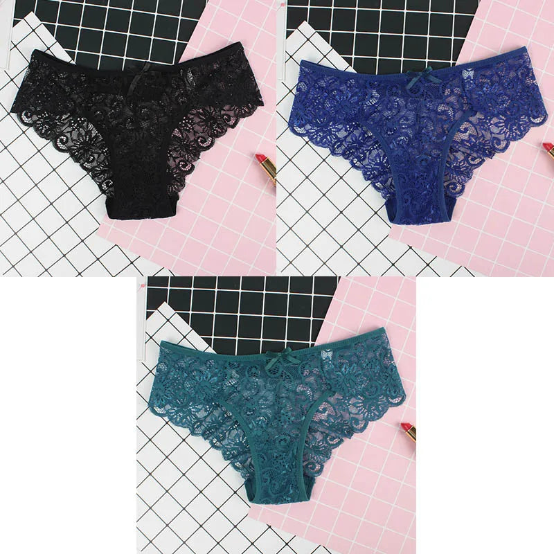 3er-Pack Damen-Panties, Spitze, Transparent, Sexy Lingerie NOOR08