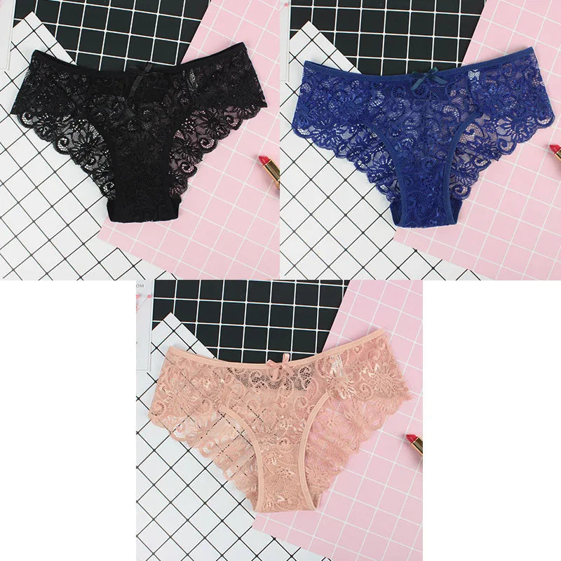 3er-Pack Damen-Panties, Spitze, Transparent, Sexy Lingerie NOOR08
