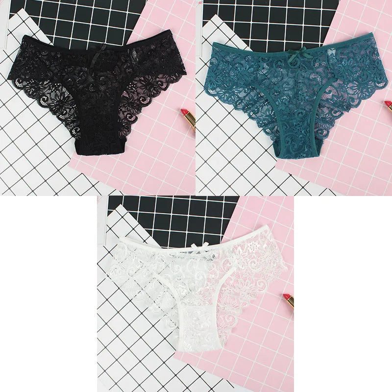 3er-Pack Damen-Panties, Spitze, Transparent, Sexy Lingerie NOOR08