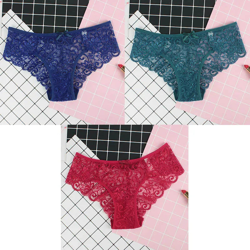 3er-Pack Damen-Panties, Spitze, Transparent, Sexy Lingerie NOOR08
