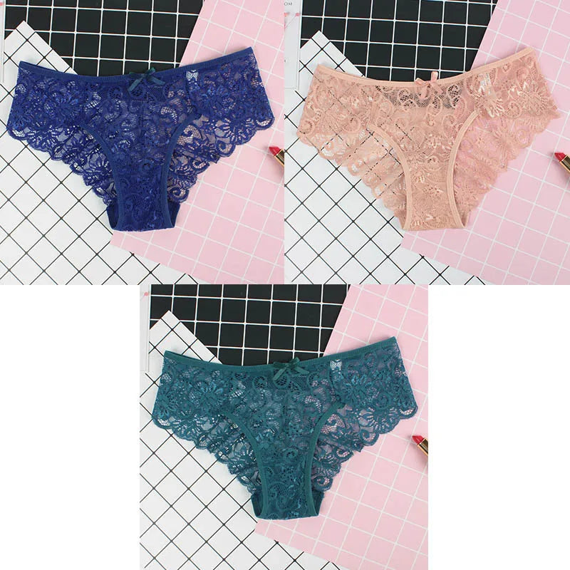 3er-Pack Damen-Panties, Spitze, Transparent, Sexy Lingerie NOOR08