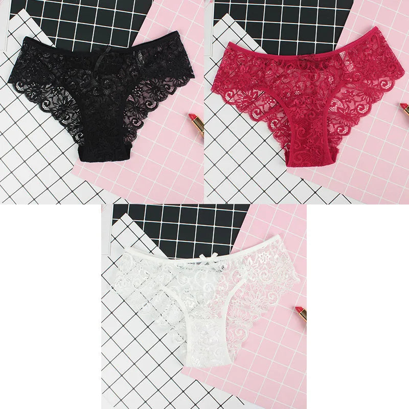 3er-Pack Damen-Panties, Spitze, Transparent, Sexy Lingerie NOOR08