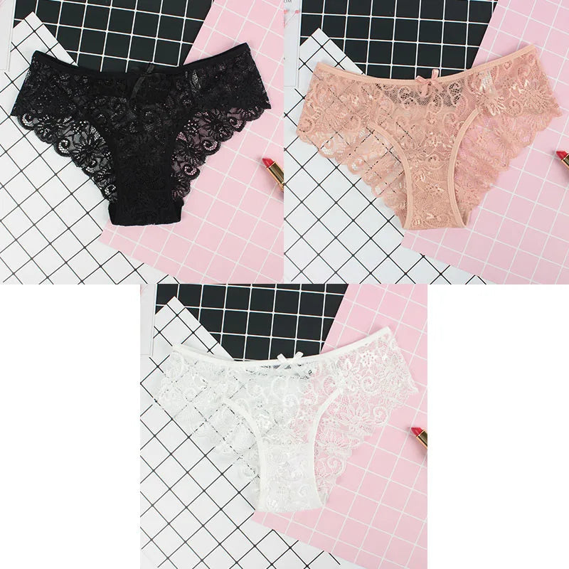 3er-Pack Damen-Panties, Spitze, Transparent, Sexy Lingerie NOOR08