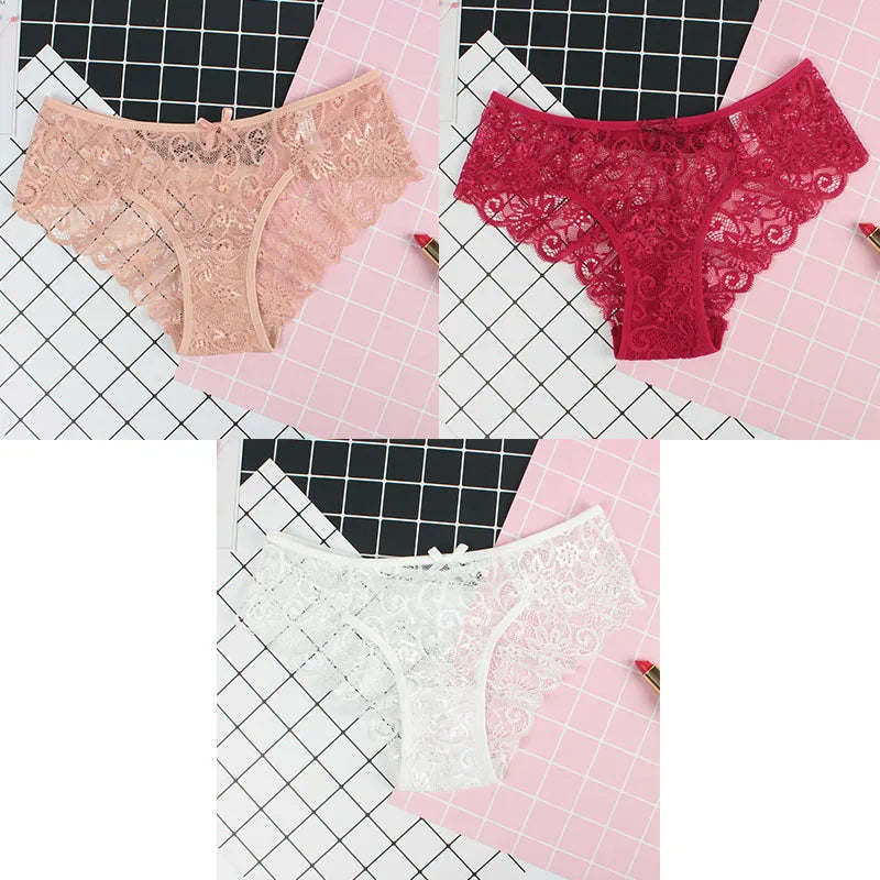 3er-Pack Damen-Panties, Spitze, Transparent, Sexy Lingerie NOOR08