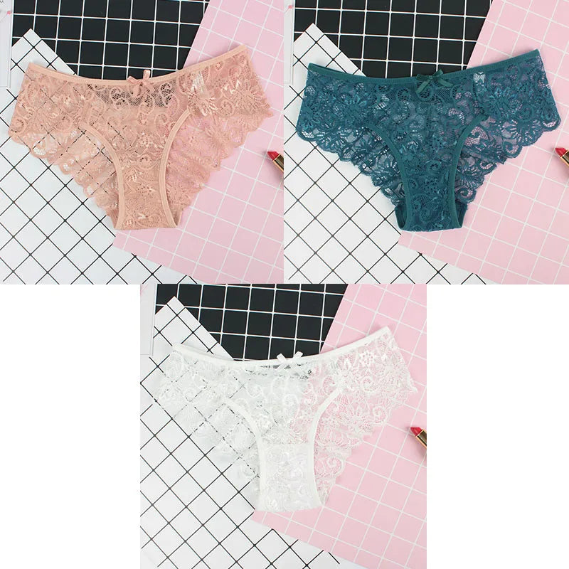 3er-Pack Damen-Panties, Spitze, Transparent, Sexy Lingerie NOOR08