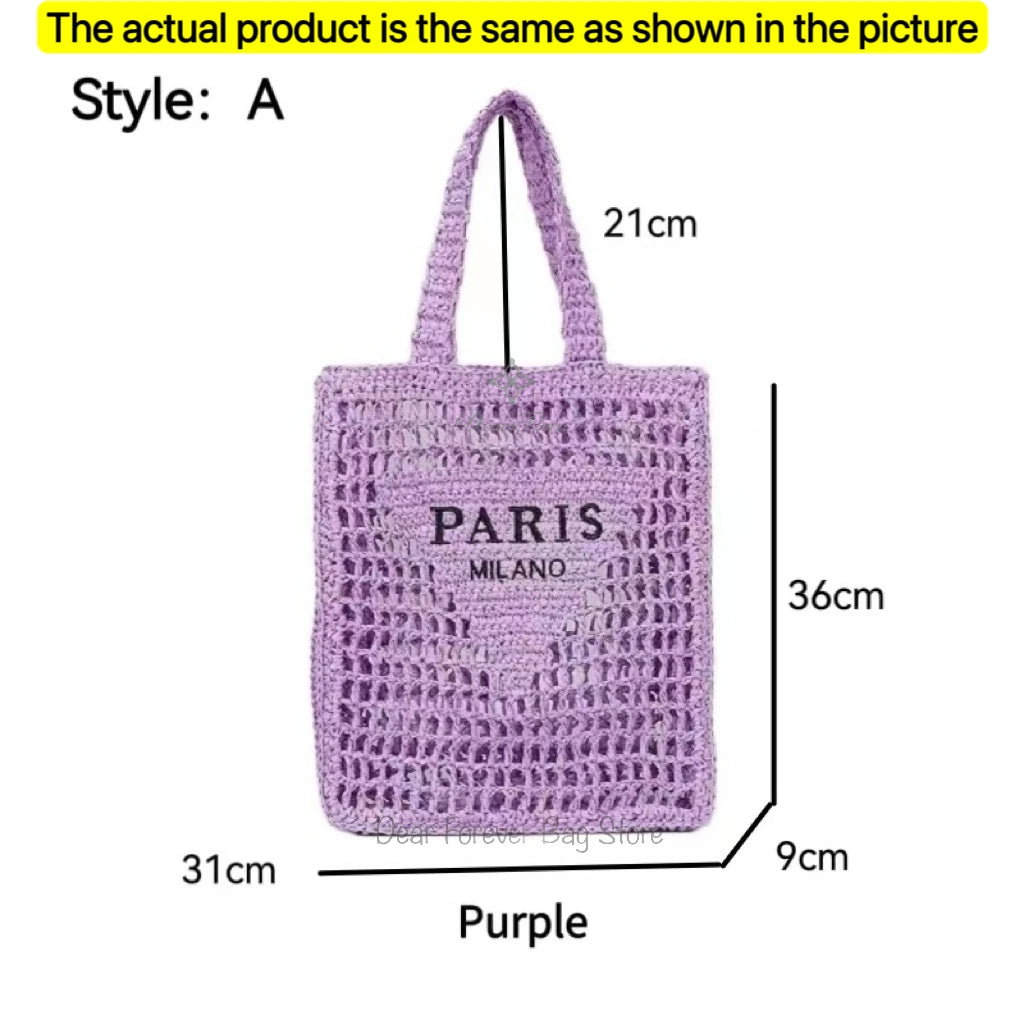 Modische Damen-Stroh-Schultertasche, Luxus-Design, Sommer NOOR08