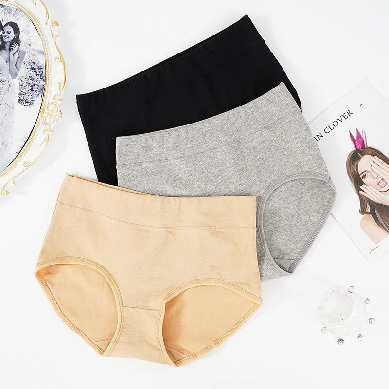 Damen-Slips, Baumwolle, Hohe Taille, Bequem, Sexy, Dünn NOOR08