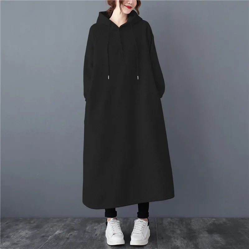 Kuscheliges Oversize Sweatshirt-Kleid mit Kapuze im Korea-Stil NOOR08