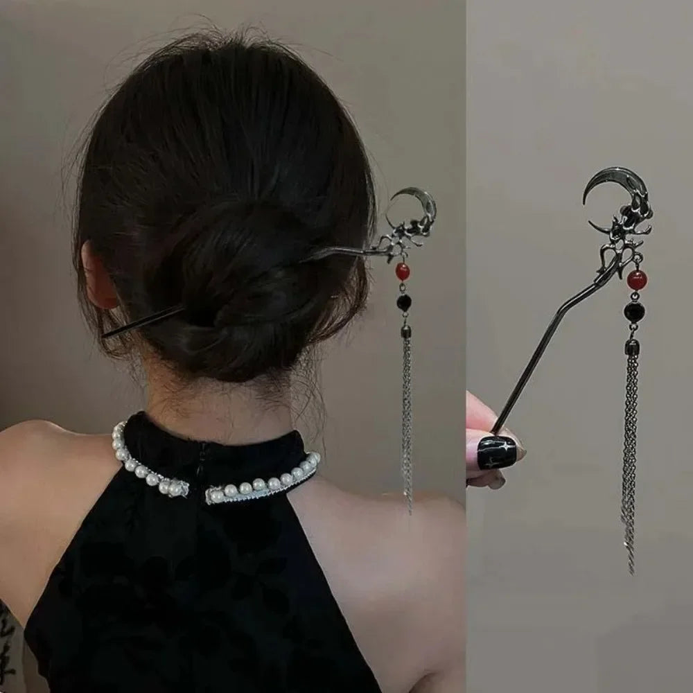 Chinesischer Haarstab, Leuchtende Lotuslaterne mit Quaste NOOR08