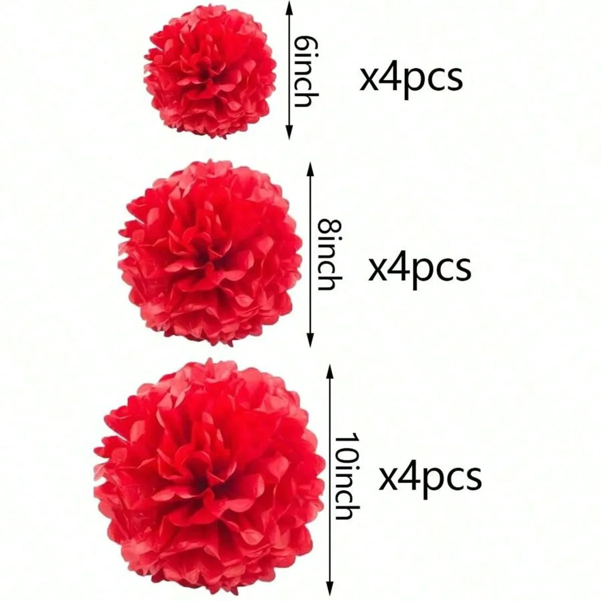 12er Set Papier Pom Poms (Weiß & Hellgrün) – Hängende Deko Blumenbälle für Hochzeit & Party