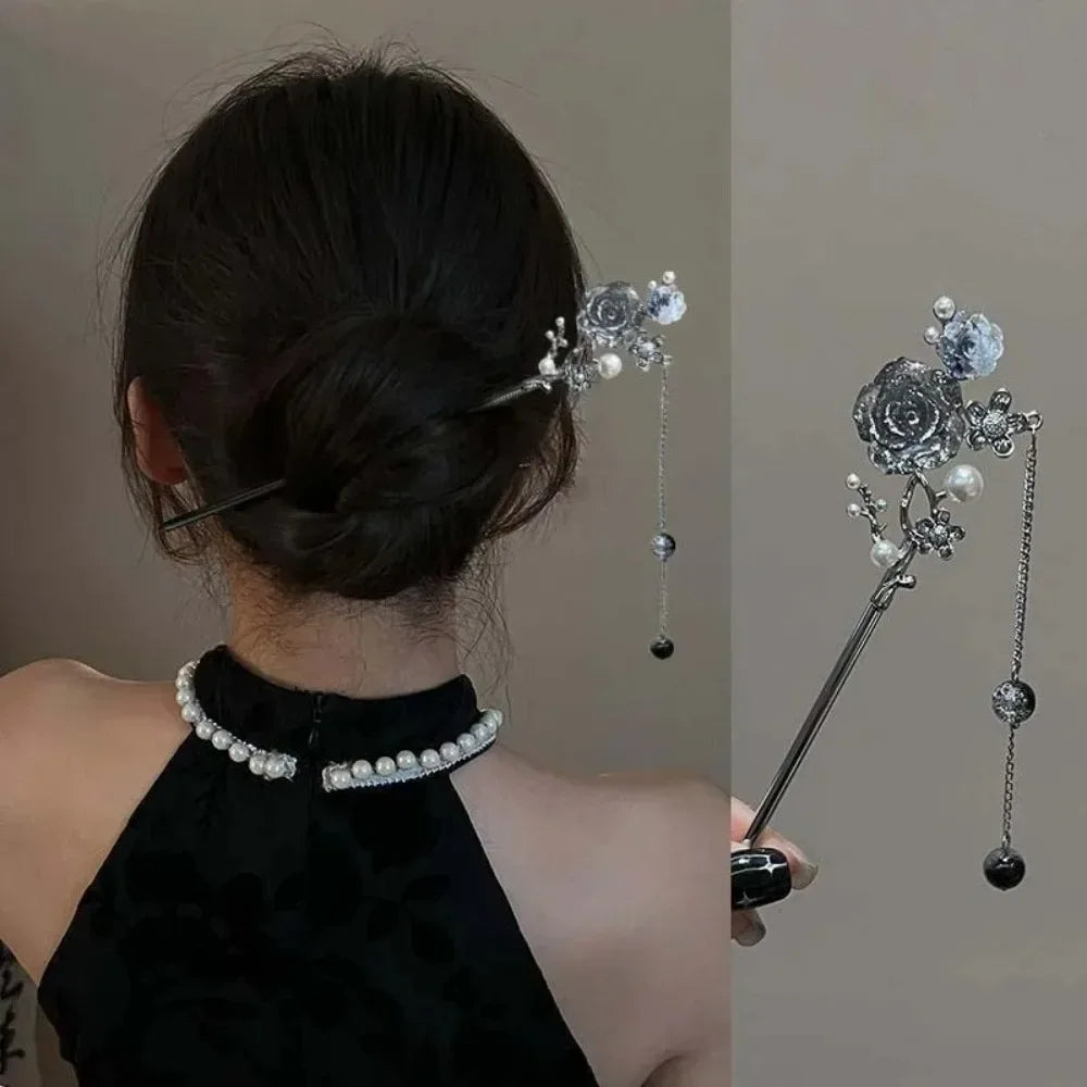 Chinesischer Haarstab, Leuchtende Lotuslaterne mit Quaste NOOR08