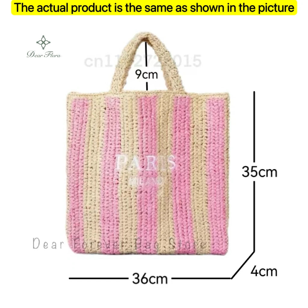 Modische Damen-Stroh-Schultertasche, Luxus-Design, Sommer NOOR08