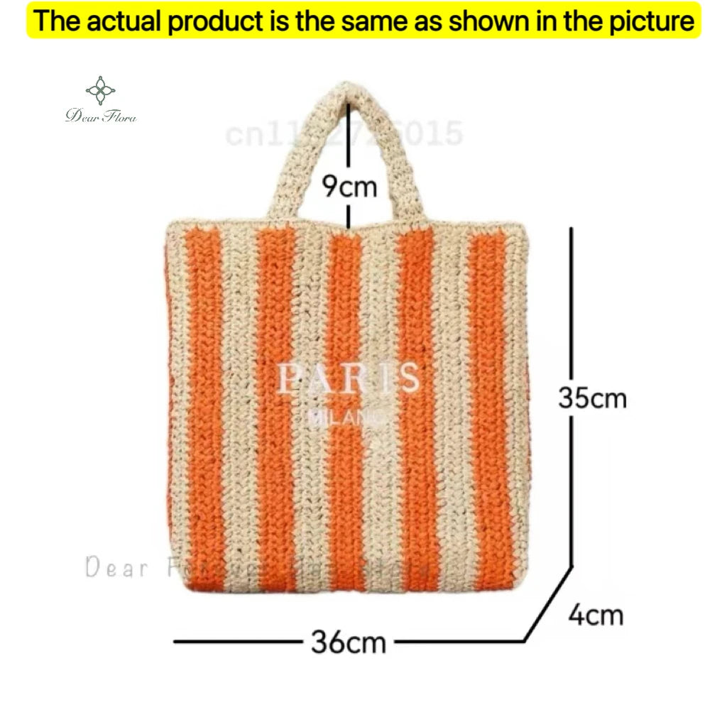 Modische Damen-Stroh-Schultertasche, Luxus-Design, Sommer NOOR08