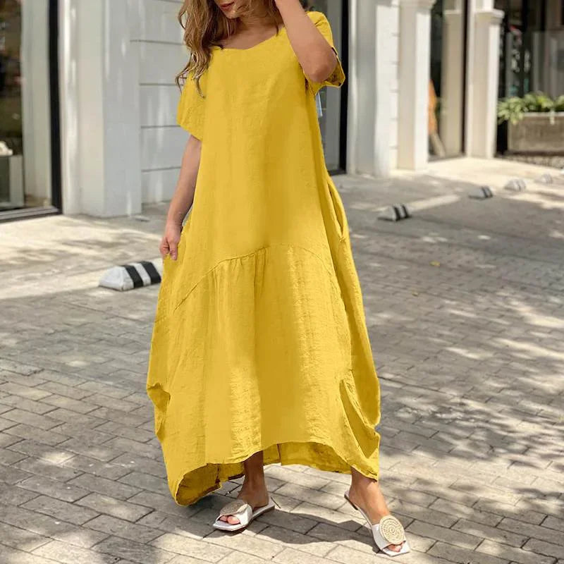Langes weißes Baumwollkleid für Damen, lässiges Sommer-Oversize NOOR08