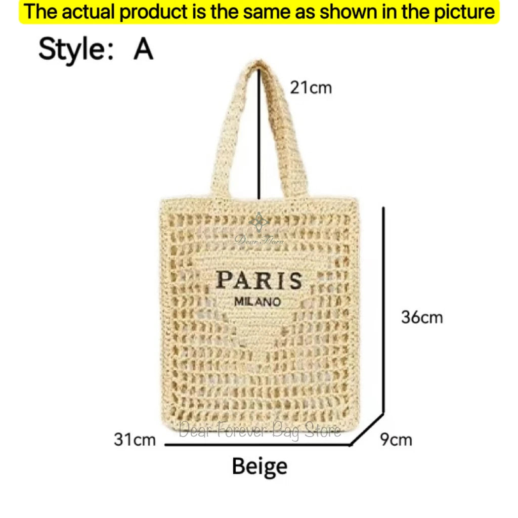 Modische Damen-Stroh-Schultertasche, Luxus-Design, Sommer NOOR08
