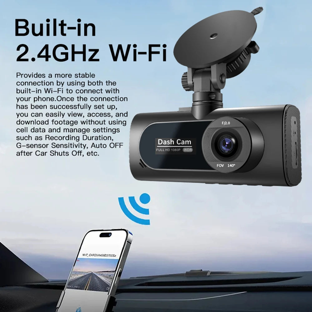 3-Kanal Dashcam Full HD 1080P | Mit Front-, Innen- & Heckkamera NOOR08